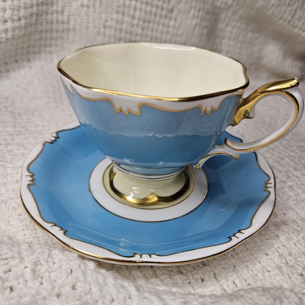 Royal Albert Blue and Gold Coffee & Tea Set with Elegant Design
